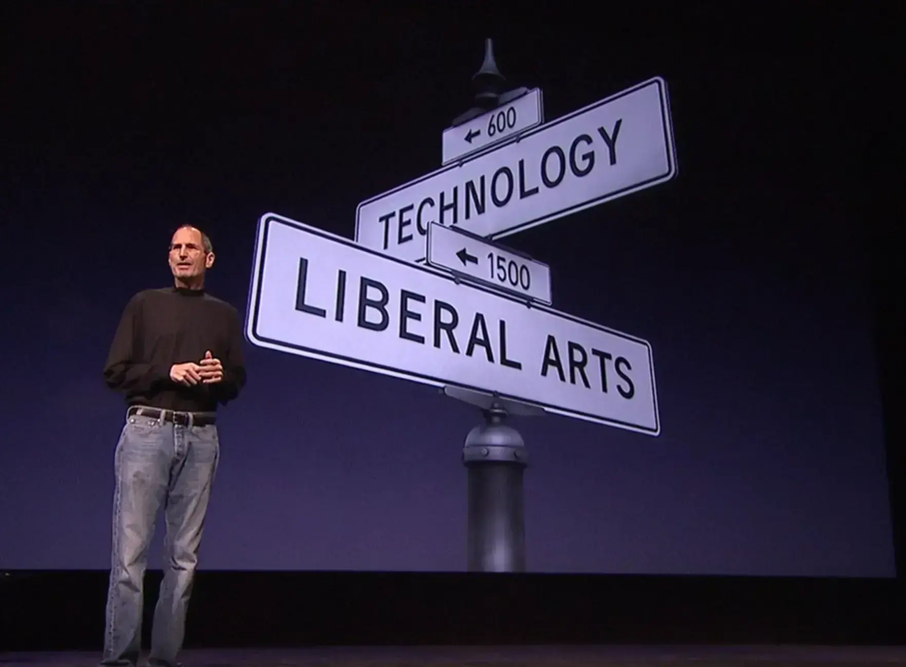 Steve Jobs speaks about the intersection of technology and the liberal arts at an event in 2011.